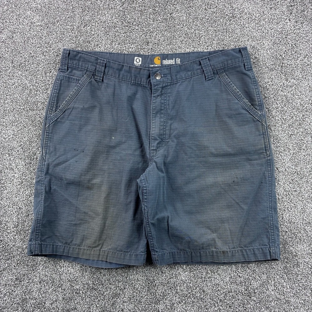 Carhartt Force Carpenter Shorts‎ Mens 40 Faded Blue Heavy Duck Canvas Ripstop